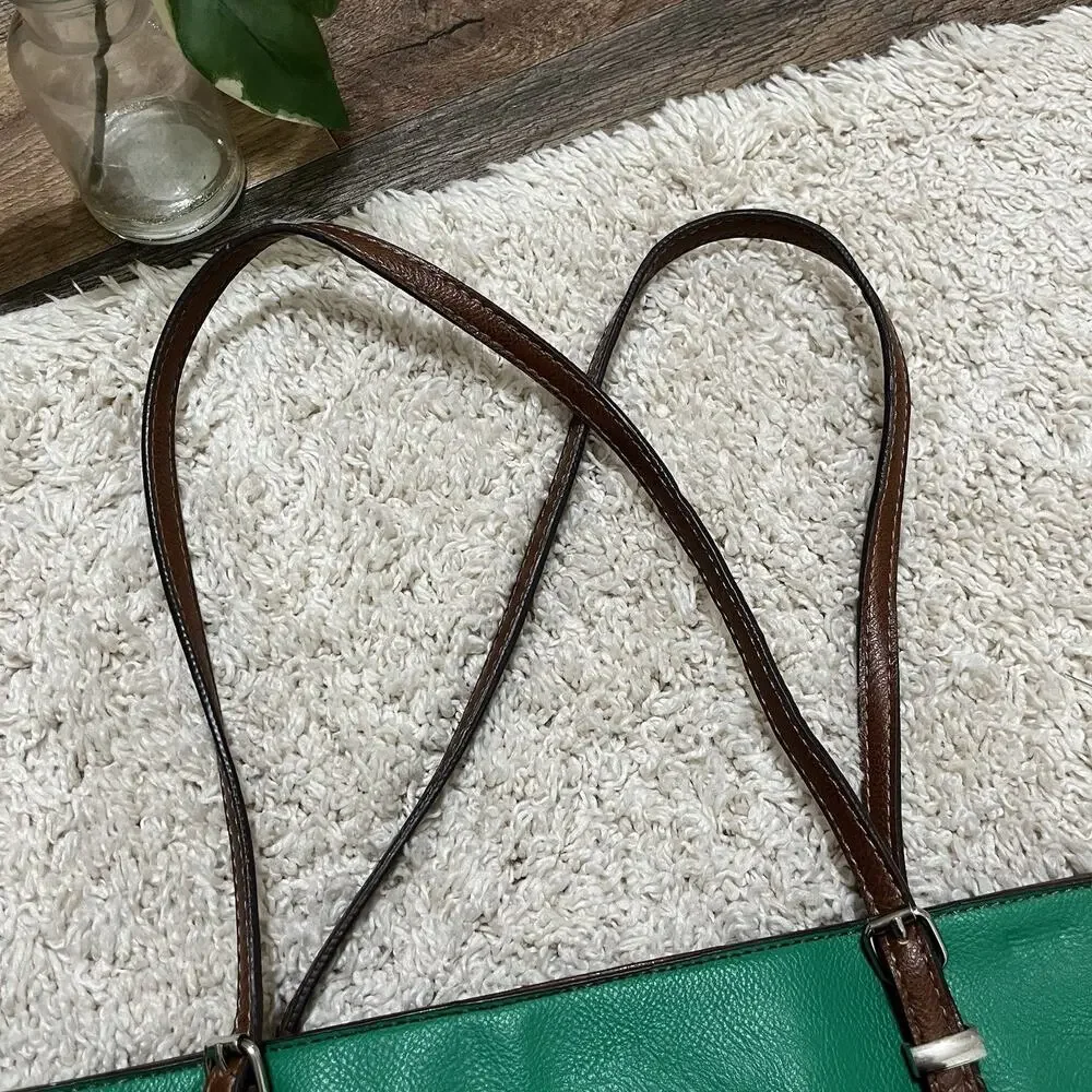 Nine West Vibrant Green Large Pebbled Vegan Leather Shoulder Bag Tote Bag